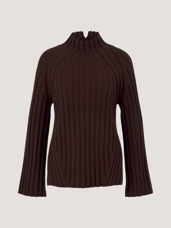 Melierter Pullover mit Seitenschlitzen - Frauen - java dark brown melange Melierter Pullover mit Seitenschlitzen - Frauen - java dark brown melange - 7 - TOM TAILOR