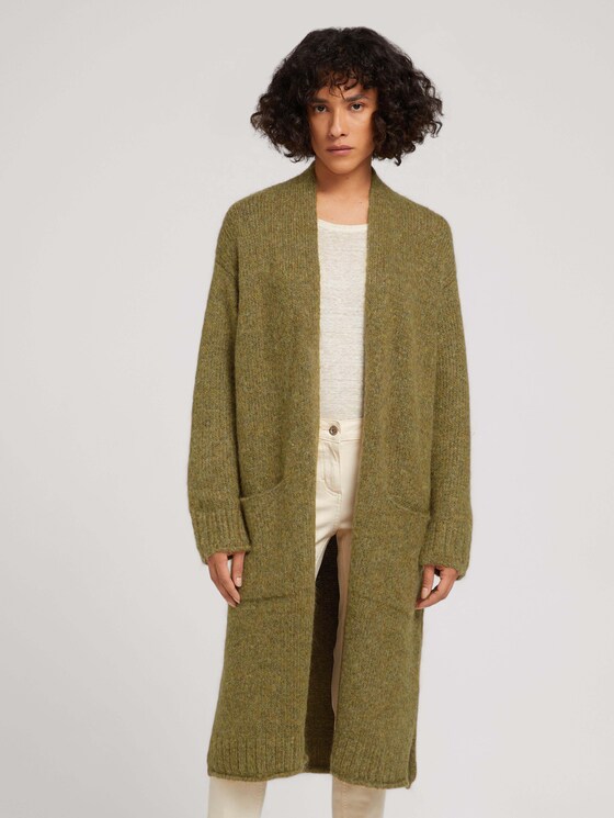Langer Cardigan in Melange Optik - Frauen - khaki olive melange Langer Cardigan in Melange Optik - Frauen - khaki olive melange - 1 - TOM TAILOR