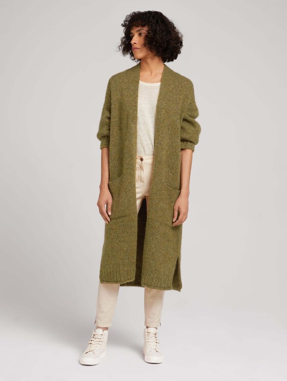 Langer Cardigan in Melange Optik - Frauen - khaki olive melange Langer Cardigan in Melange Optik - Frauen - khaki olive melange - 3 - TOM TAILOR