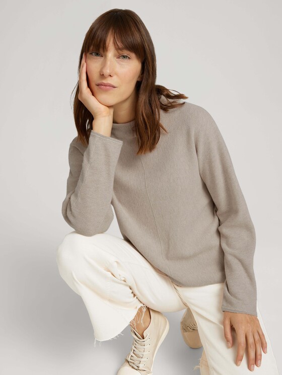 Pullover mit Fledermausärmeln - Frauen - cold beige melange Pullover mit Fledermausärmeln - Frauen - cold beige melange - 3 - TOM TAILOR
