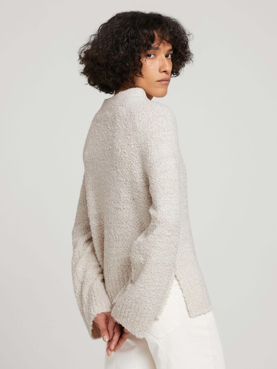 Melierter Pullover mit Stehkragen - Frauen - cold beige melange Melierter Pullover mit Stehkragen - Frauen - cold beige melange - 2 - TOM TAILOR
