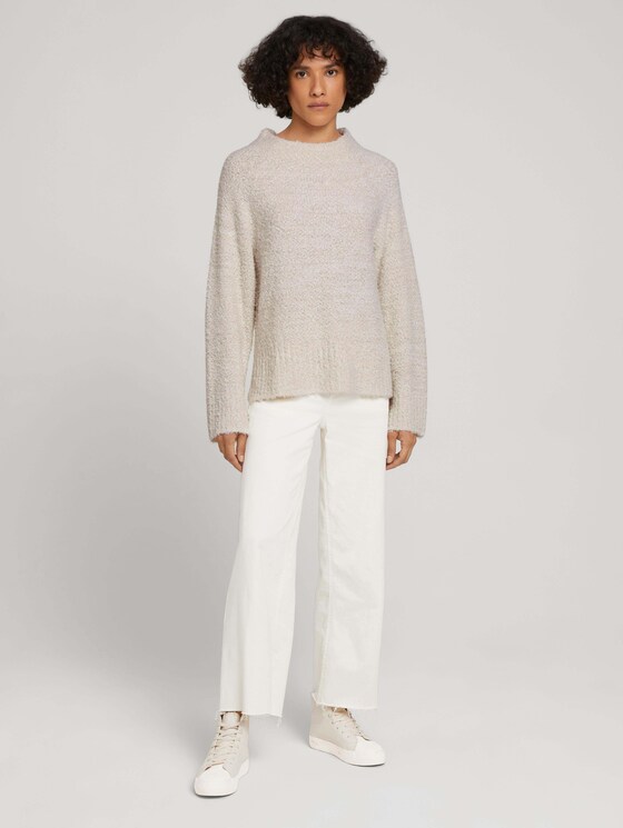 Melierter Pullover mit Stehkragen - Frauen - cold beige melange Melierter Pullover mit Stehkragen - Frauen - cold beige melange - 3 - TOM TAILOR