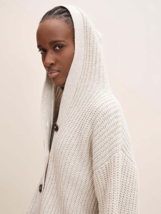Kurzer Cardigan mit Kapuze - Frauen - cold beige melange Kurzer Cardigan mit Kapuze - Frauen - cold beige melange - 10 - TOM TAILOR
