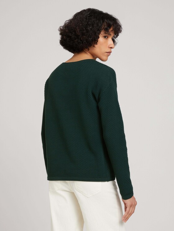 Strukturierter Pullover mit Bio-Baumwolle - Frauen - dark pine green Strukturierter Pullover mit Bio-Baumwolle - Frauen - dark pine green - 2 - TOM TAILOR