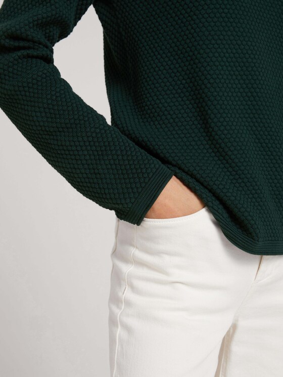 Strukturierter Pullover mit Bio-Baumwolle - Frauen - dark pine green Strukturierter Pullover mit Bio-Baumwolle - Frauen - dark pine green - 9 - TOM TAILOR