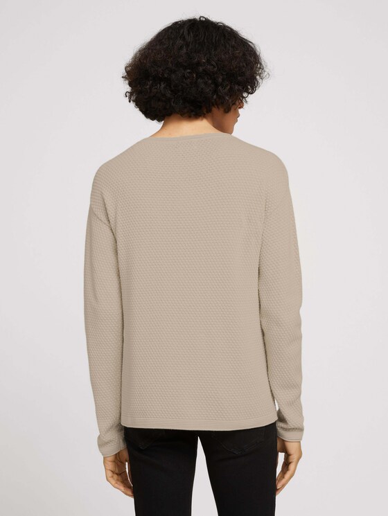 Strukturierter Pullover mit Bio-Baumwolle - Frauen - cold beige Strukturierter Pullover mit Bio-Baumwolle - Frauen - cold beige - 2 - TOM TAILOR