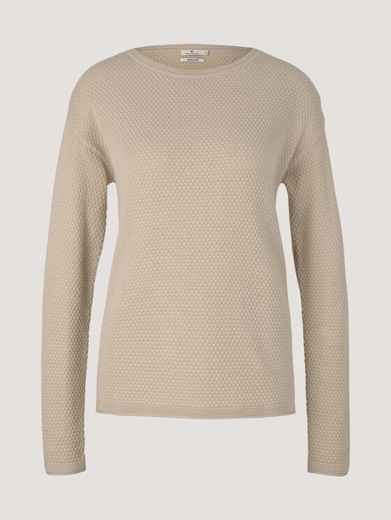 Strukturierter Pullover mit Bio-Baumwolle - Frauen - cold beige Strukturierter Pullover mit Bio-Baumwolle - Frauen - cold beige - 7 - TOM TAILOR