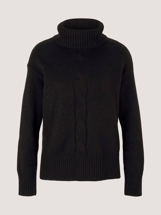 Rollkragenpullover mit Zopfmuster - Frauen - deep black Rollkragenpullover mit Zopfmuster - Frauen - deep black - 7 - TOM TAILOR