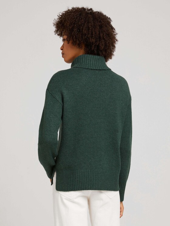 Rollkragenpullover mit Zopfmuster - Frauen - dark pine green melange Rollkragenpullover mit Zopfmuster - Frauen - dark pine green melange - 2 - TOM TAILOR