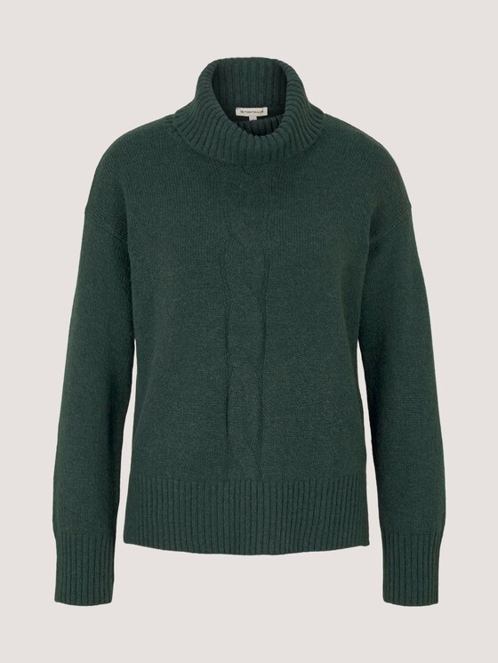 Rollkragenpullover mit Zopfmuster - Frauen - dark pine green melange Rollkragenpullover mit Zopfmuster - Frauen - dark pine green melange - 7 - TOM TAILOR