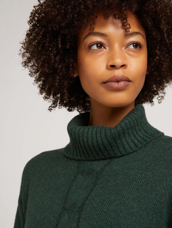Rollkragenpullover mit Zopfmuster - Frauen - dark pine green melange Rollkragenpullover mit Zopfmuster - Frauen - dark pine green melange - 9 - TOM TAILOR