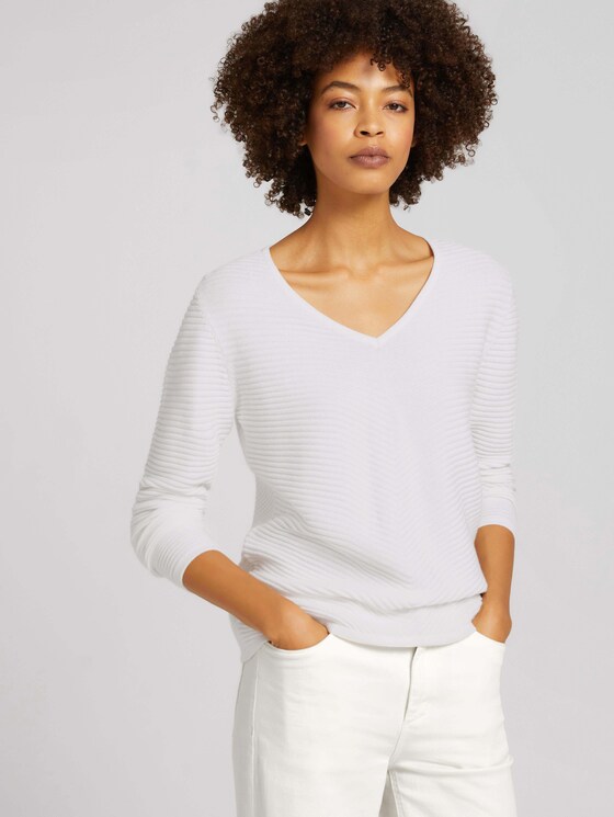 Strukturierter Pullover - Frauen - Whisper White Strukturierter Pullover - Frauen - Whisper White - 5 - TOM TAILOR