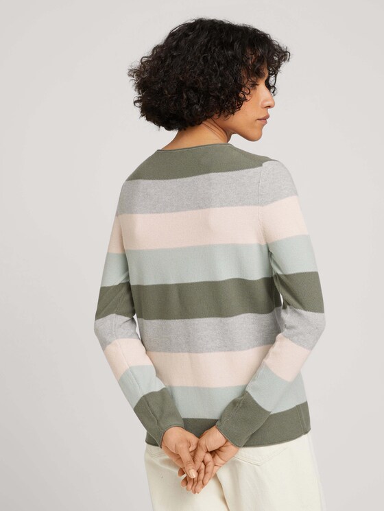 Gestreifter Pullover - Frauen - green colorblock stripe Gestreifter Pullover - Frauen - green colorblock stripe - 2 - TOM TAILOR