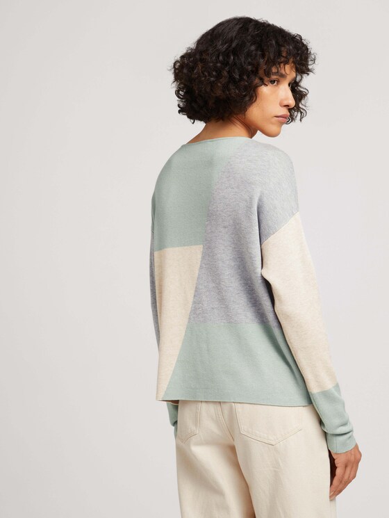 Pullover im Color Blocking - Frauen - green beige grey color block Pullover im Color Blocking - Frauen - green beige grey color block - 2 - TOM TAILOR