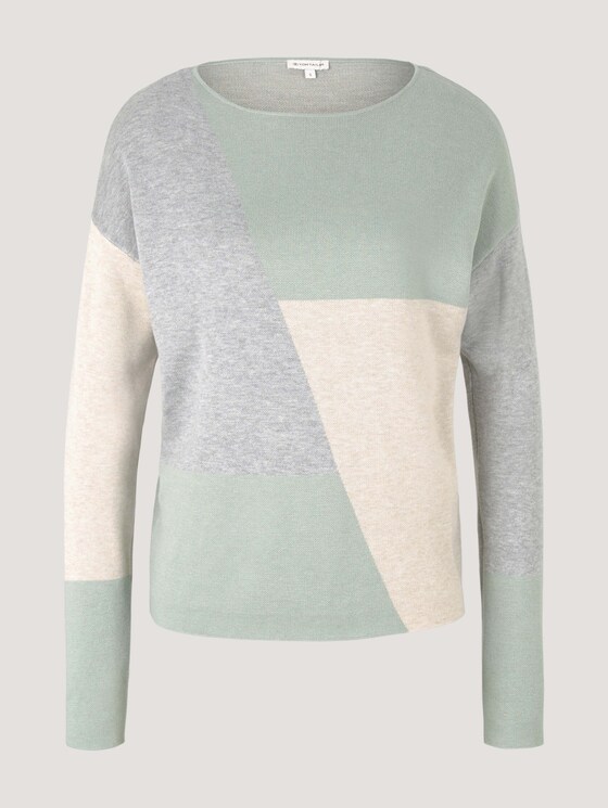 Pullover im Color Blocking - Frauen - green beige grey color block Pullover im Color Blocking - Frauen - green beige grey color block - 7 - TOM TAILOR
