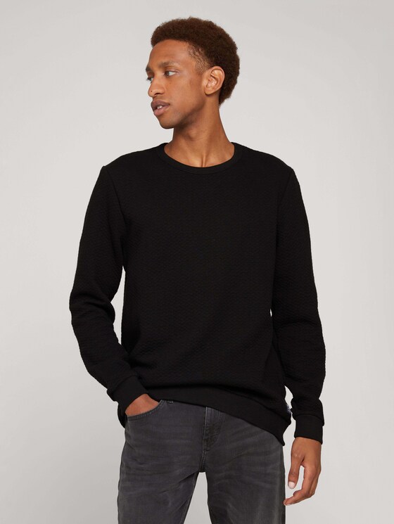 strukturierter Pullover - Männer - Black strukturierter Pullover - Männer - Black - 1 - TOM TAILOR Denim