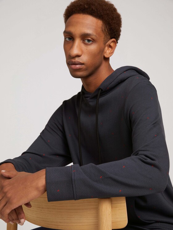 Strukturierter Hoodie mit Kängurutasche aus nachhaltiger Baumwolle - Männer - dark triangle structure print Strukturierter Hoodie mit Kängurutasche aus nachhaltiger Baumwolle - Männer - dark triangle structure print - 9 - TOM TAILOR Denim