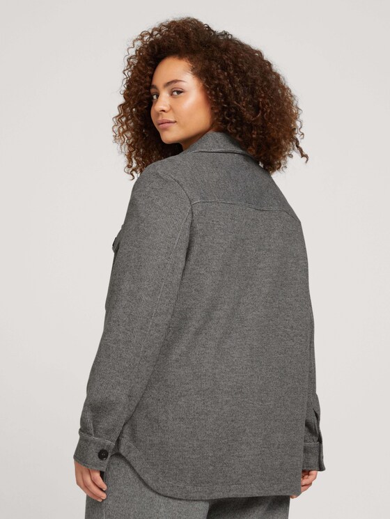 Curvy - textured shirt with a chest pocket - Women - asphalt grey melange Curvy - textured shirt with a chest pocket - Women - asphalt grey melange - 2 - My True Me