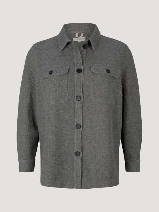 Curvy - textured shirt with a chest pocket - Women - asphalt grey melange Curvy - textured shirt with a chest pocket - Women - asphalt grey melange - 7 - My True Me