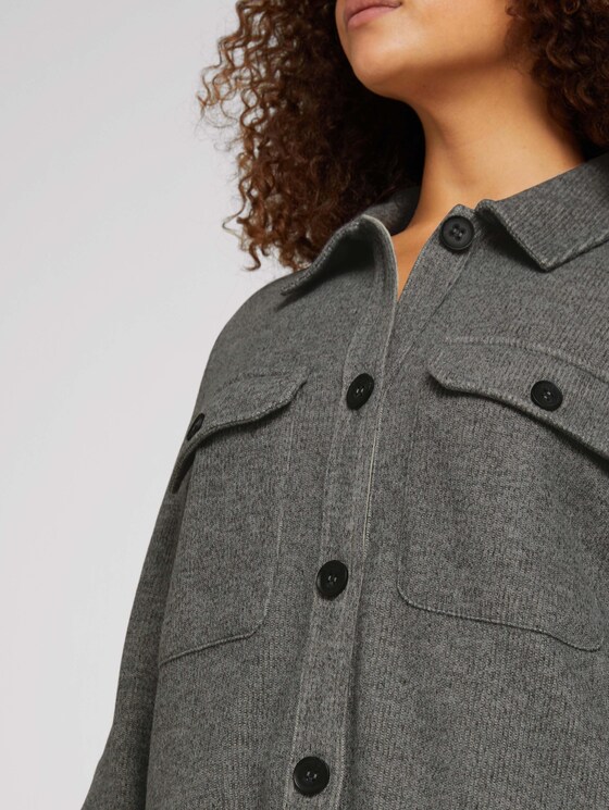 Curvy - textured shirt with a chest pocket - Women - asphalt grey melange Curvy - textured shirt with a chest pocket - Women - asphalt grey melange - 9 - My True Me