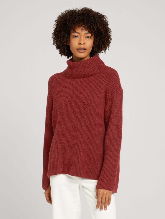 Weicher Rollkragenpullover - Frauen - burned cordovan red melange Weicher Rollkragenpullover - Frauen - burned cordovan red melange - 1 - Mine to five