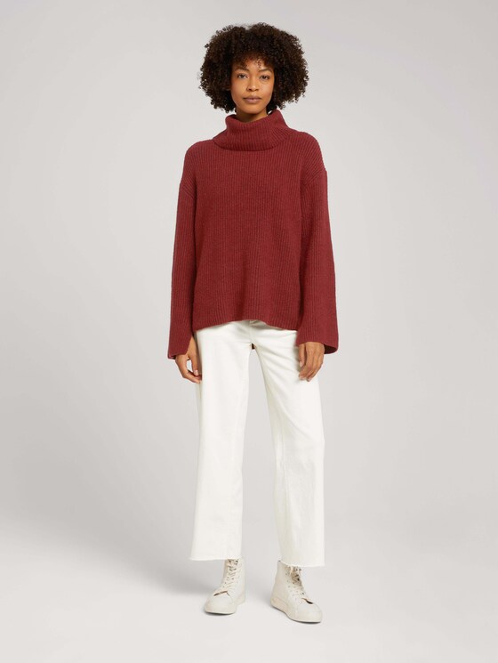 Weicher Rollkragenpullover - Frauen - burned cordovan red melange Weicher Rollkragenpullover - Frauen - burned cordovan red melange - 3 - Mine to five