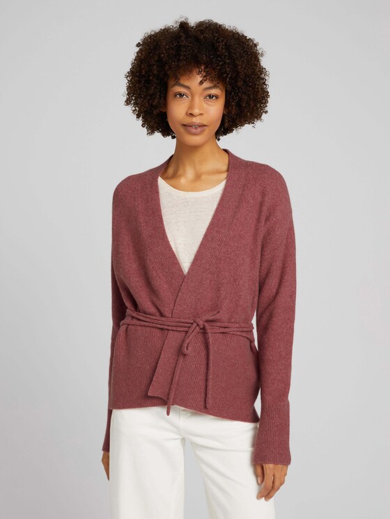 Cardigan aus nachhaltiger Baumwolle - Frauen - rouge red melange Cardigan aus nachhaltiger Baumwolle - Frauen - rouge red melange - 1 - Mine to five