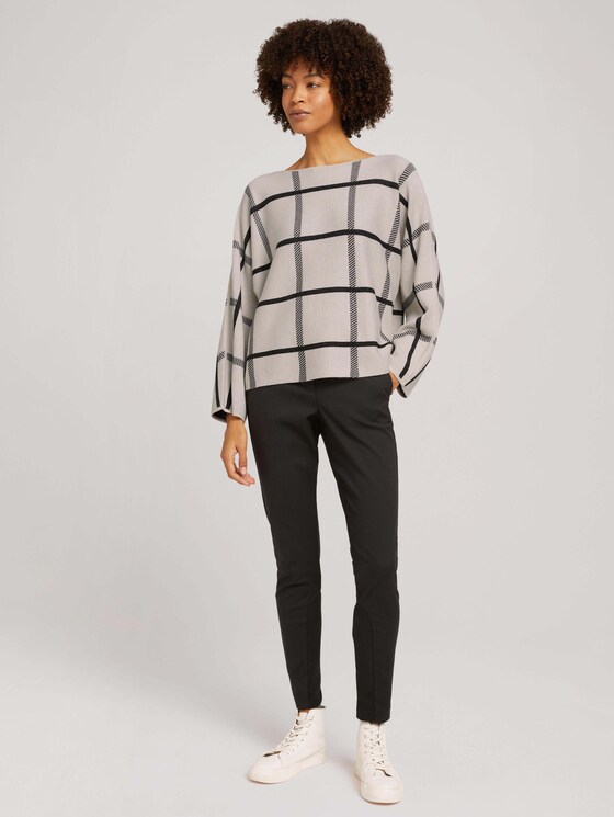 Pullover mit Fledermausärmeln - Frauen - cold beige bold check Pullover mit Fledermausärmeln - Frauen - cold beige bold check - 3 - Mine to five