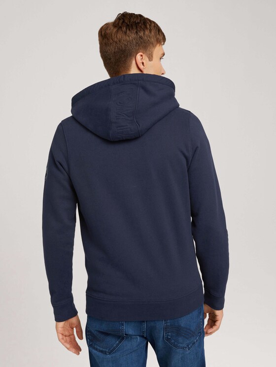 Sweatshirt jacket with a hood and drawstring - Men - Sky Captain Blue Sweatshirt jacket with a hood and drawstring - Men - Sky Captain Blue - 2 - TOM TAILOR
