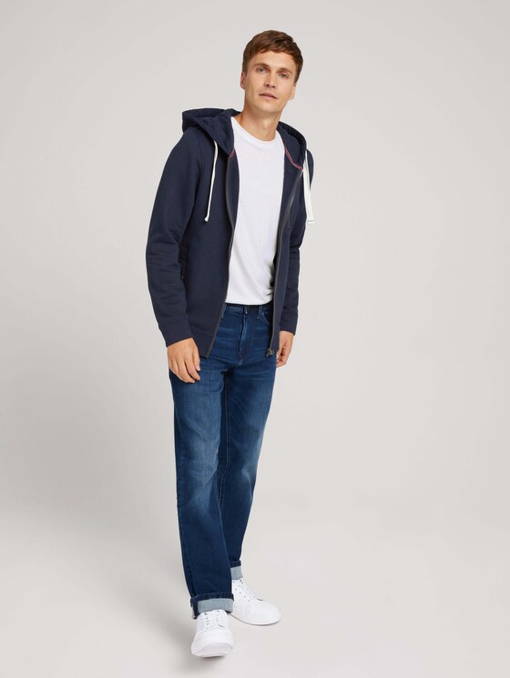 Sweatshirt jacket with a hood and drawstring - Men - Sky Captain Blue Sweatshirt jacket with a hood and drawstring - Men - Sky Captain Blue - 3 - TOM TAILOR