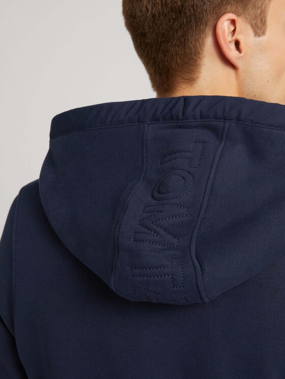Sweatshirt jacket with a hood and drawstring - Men - Sky Captain Blue Sweatshirt jacket with a hood and drawstring - Men - Sky Captain Blue - 9 - TOM TAILOR