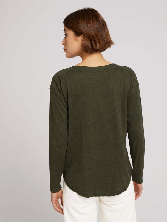 Pullover mit U-Boot Ausschnitt - Frauen - Golden Olive Green Melange Pullover mit U-Boot Ausschnitt - Frauen - Golden Olive Green Melange - 2 - TOM TAILOR Denim