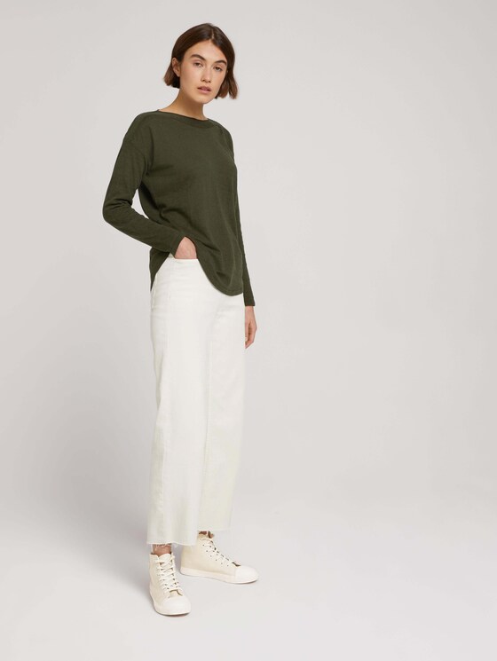 Pullover mit U-Boot Ausschnitt - Frauen - Golden Olive Green Melange Pullover mit U-Boot Ausschnitt - Frauen - Golden Olive Green Melange - 3 - TOM TAILOR Denim
