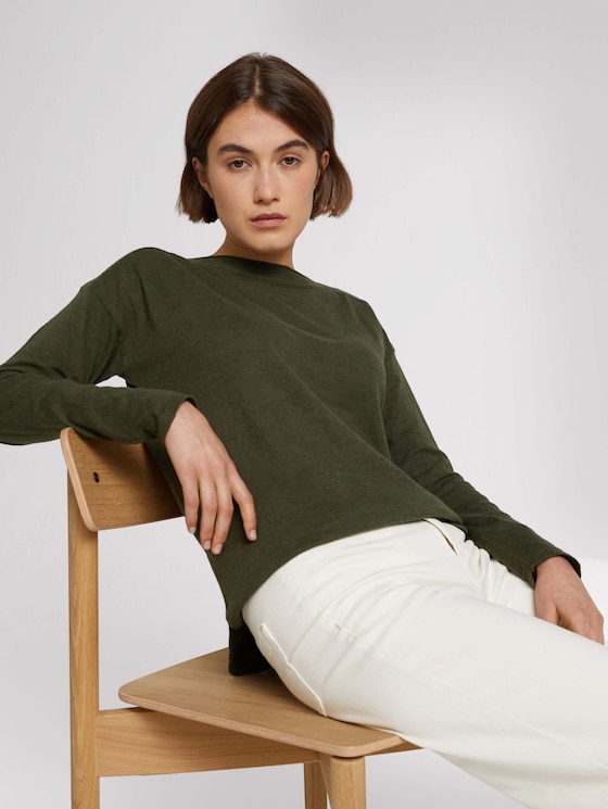 Pullover mit U-Boot Ausschnitt - Frauen - Golden Olive Green Melange Pullover mit U-Boot Ausschnitt - Frauen - Golden Olive Green Melange - 5 - TOM TAILOR Denim