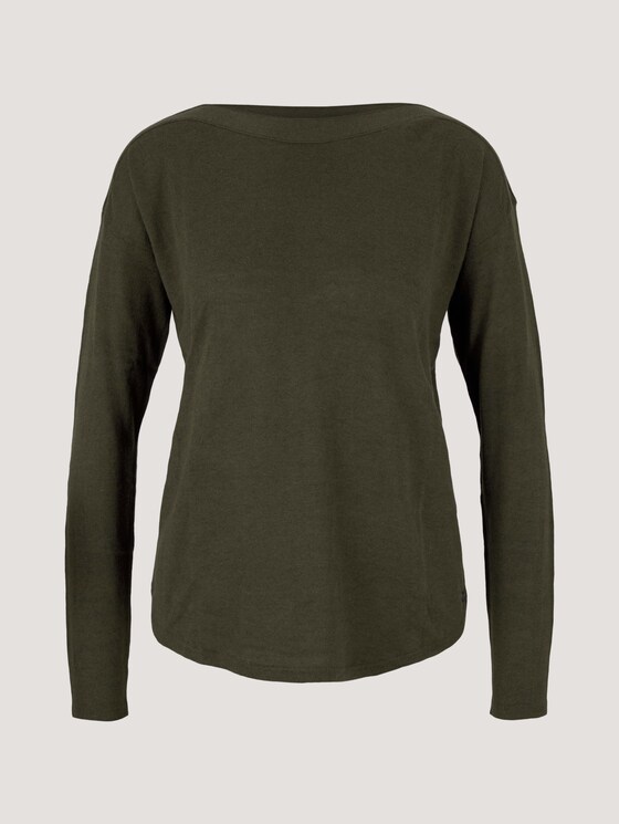 Pullover mit U-Boot Ausschnitt - Frauen - Golden Olive Green Melange Pullover mit U-Boot Ausschnitt - Frauen - Golden Olive Green Melange - 7 - TOM TAILOR Denim