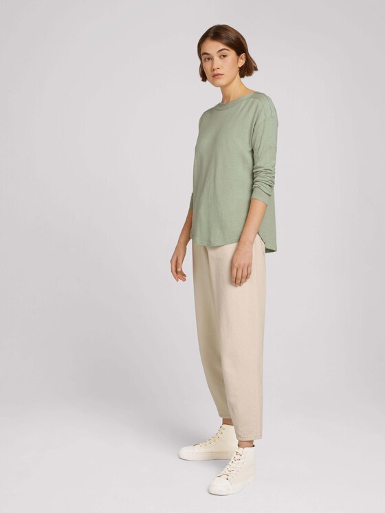 Pullover mit U-Boot Ausschnitt - Frauen - soft greyish green melange Pullover mit U-Boot Ausschnitt - Frauen - soft greyish green melange - 3 - TOM TAILOR Denim