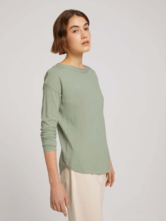 Pullover mit U-Boot Ausschnitt - Frauen - soft greyish green melange Pullover mit U-Boot Ausschnitt - Frauen - soft greyish green melange - 5 - TOM TAILOR Denim