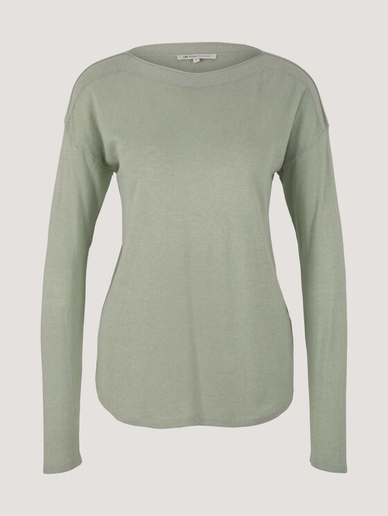 Pullover mit U-Boot Ausschnitt - Frauen - soft greyish green melange Pullover mit U-Boot Ausschnitt - Frauen - soft greyish green melange - 7 - TOM TAILOR Denim