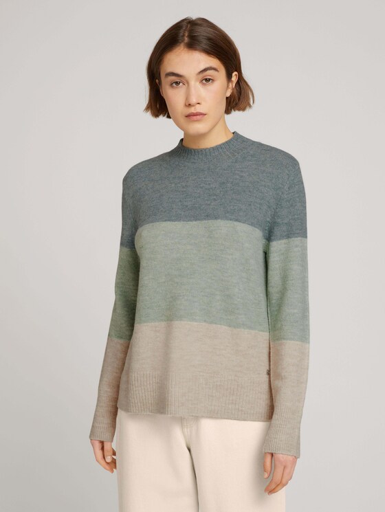 Stehkragenpullover - Frauen - iced mint colorblock Stehkragenpullover - Frauen - iced mint colorblock - 1 - TOM TAILOR Denim