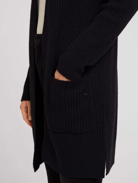 Langer Cardigan aus recyceltem Polyester - Frauen - deep black Langer Cardigan aus recyceltem Polyester - Frauen - deep black - 9 - TOM TAILOR Denim