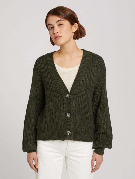 Cardigan aus groben Ripp mit Knopfleiste - Frauen - Golden Olive Green Melange Cardigan aus groben Ripp mit Knopfleiste - Frauen - Golden Olive Green Melange - 1 - TOM TAILOR Denim