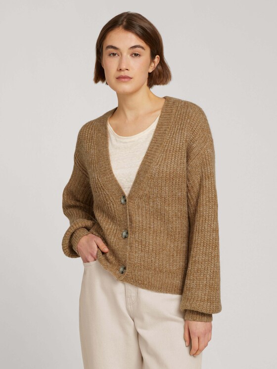 Cardigan aus groben Ripp mit Knopfleiste - Frauen - camel melange Cardigan aus groben Ripp mit Knopfleiste - Frauen - camel melange - 1 - TOM TAILOR Denim
