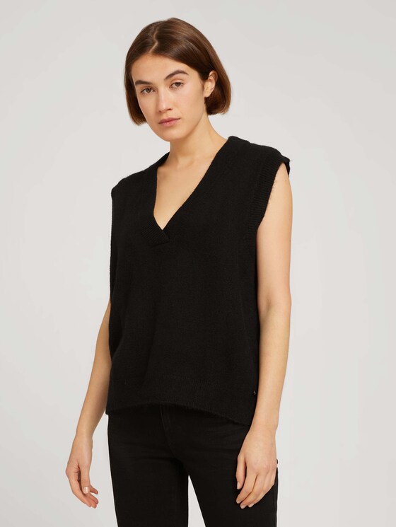 Strickpullunder mit V-Ausschnitt - Frauen - deep black Strickpullunder mit V-Ausschnitt - Frauen - deep black - 1 - TOM TAILOR Denim
