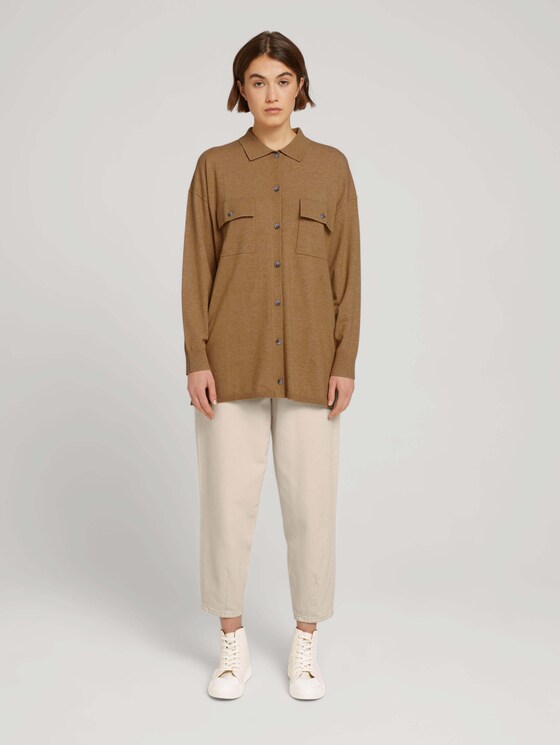 Gestrickte Hemdjacke - Frauen - camel melange Gestrickte Hemdjacke - Frauen - camel melange - 3 - TOM TAILOR Denim