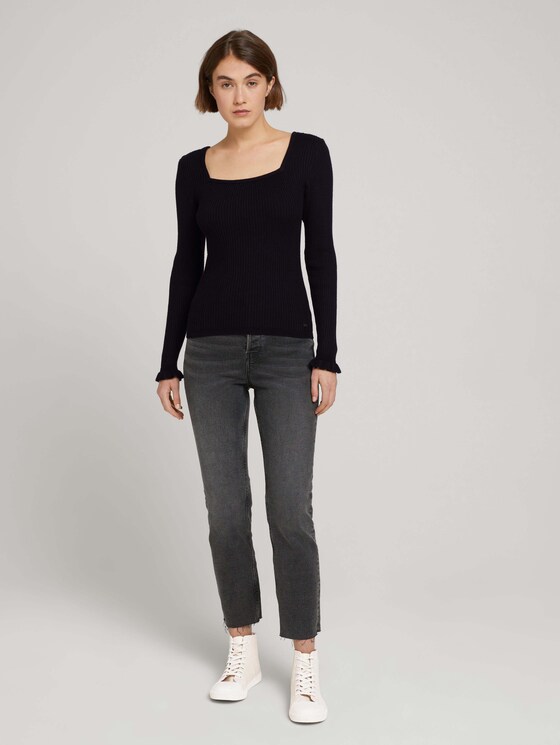 Gerippter Pullover aus nachhaltiger Viskose - Frauen - deep black Gerippter Pullover aus nachhaltiger Viskose - Frauen - deep black - 3 - TOM TAILOR Denim