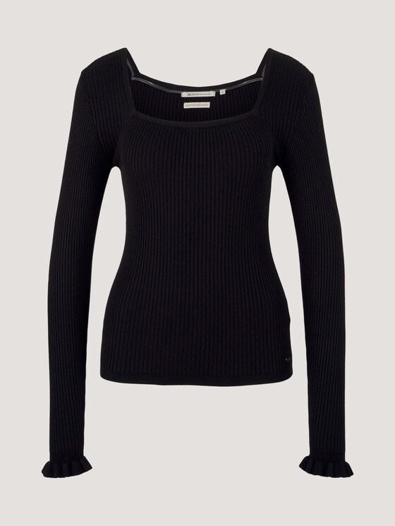Gerippter Pullover aus nachhaltiger Viskose - Frauen - deep black Gerippter Pullover aus nachhaltiger Viskose - Frauen - deep black - 7 - TOM TAILOR Denim