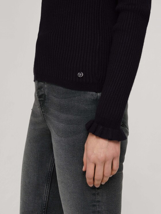 Gerippter Pullover aus nachhaltiger Viskose - Frauen - deep black Gerippter Pullover aus nachhaltiger Viskose - Frauen - deep black - 9 - TOM TAILOR Denim