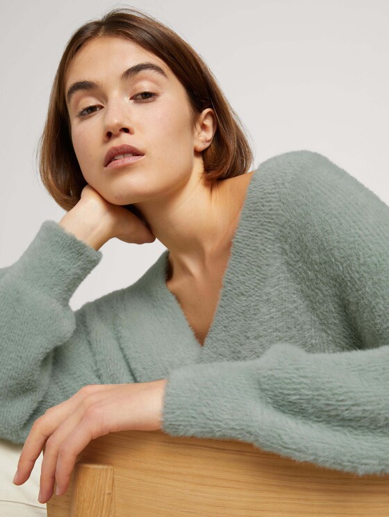 Strickpullover mit V-Ausschnitt - Frauen - soft greyish green Strickpullover mit V-Ausschnitt - Frauen - soft greyish green - 9 - TOM TAILOR Denim
