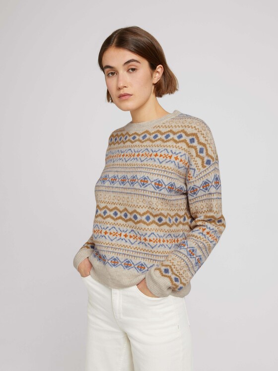 Strickpullover mit recyceltem Polyester - Frauen - camel fair isle Strickpullover mit recyceltem Polyester - Frauen - camel fair isle - 5 - TOM TAILOR Denim