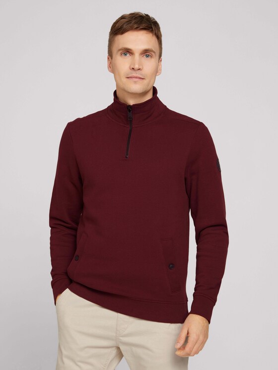 Troyer Sweatshirt mit Taschen - Männer - Decadent Bordeaux Troyer Sweatshirt mit Taschen - Männer - Decadent Bordeaux - 1 - TOM TAILOR